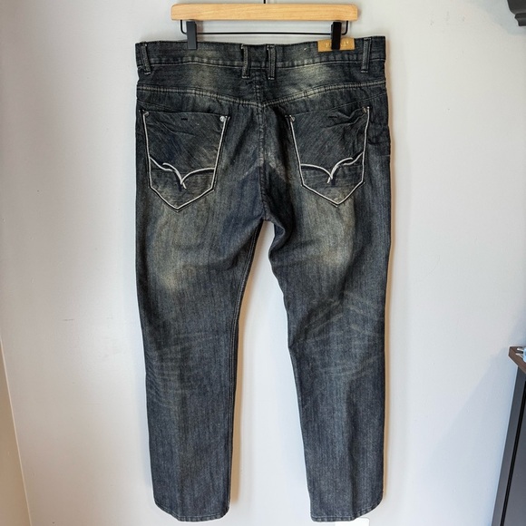 FUSAI Men’s Jeans Dark Wash Straight Leg 5 Pocket Size 40 X 32 - Picture 2 of 7